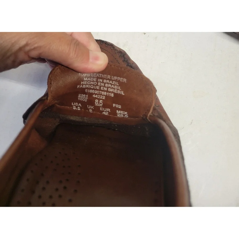 Woodbridge Mens Brown Woven Leather Tassel Loafers Made in Brazil Size 8.5
